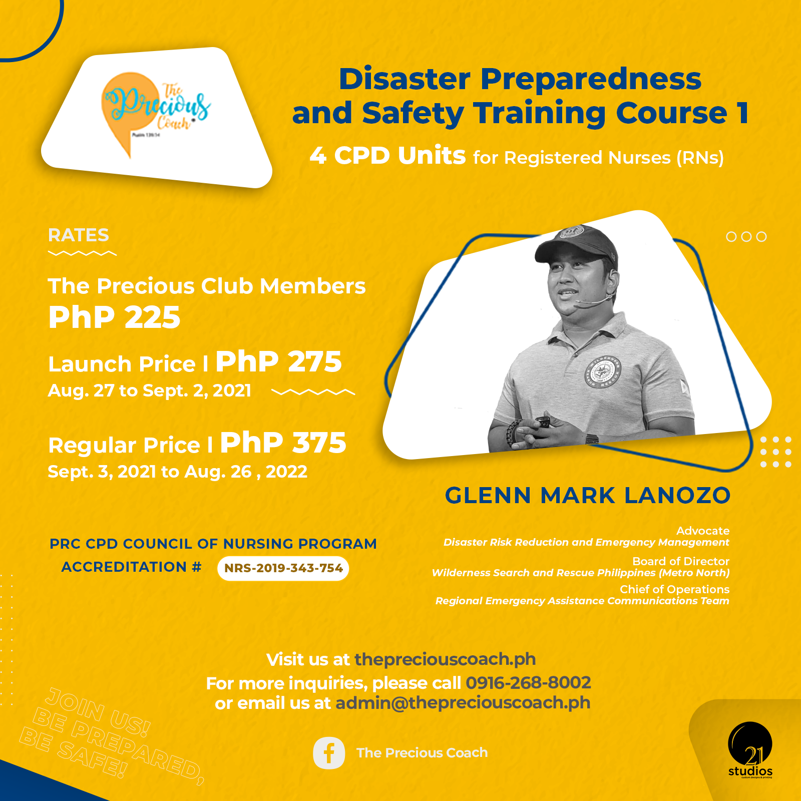 CPD-RN, CPD-PTRP) Disaster Preparedness & Safety Training Course 1 – The Precious Coach CPD-RN, CPD-PTRP) Disaster Preparedness & Safety Training Course 1 – The Precious Coach